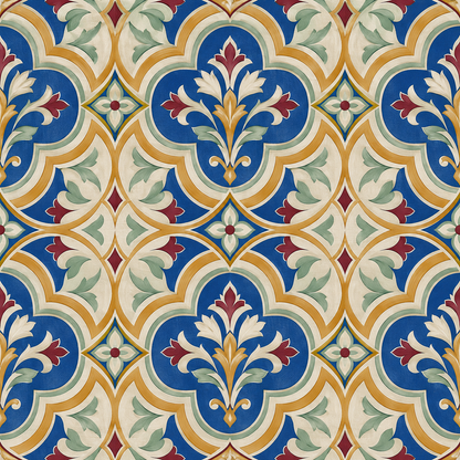 Overall patterned wallpaper design vibrant in a neutral room setting