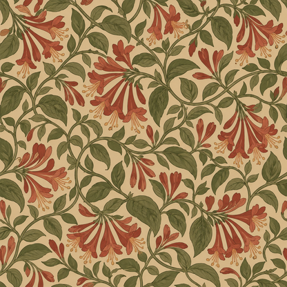 Full wallpaper panel sample laid flat showing consistent botanical motifs