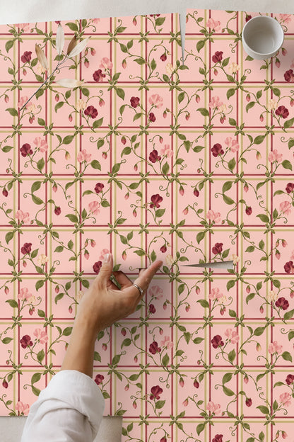 Blush Trellis Sweet Pea wallpaper image 12