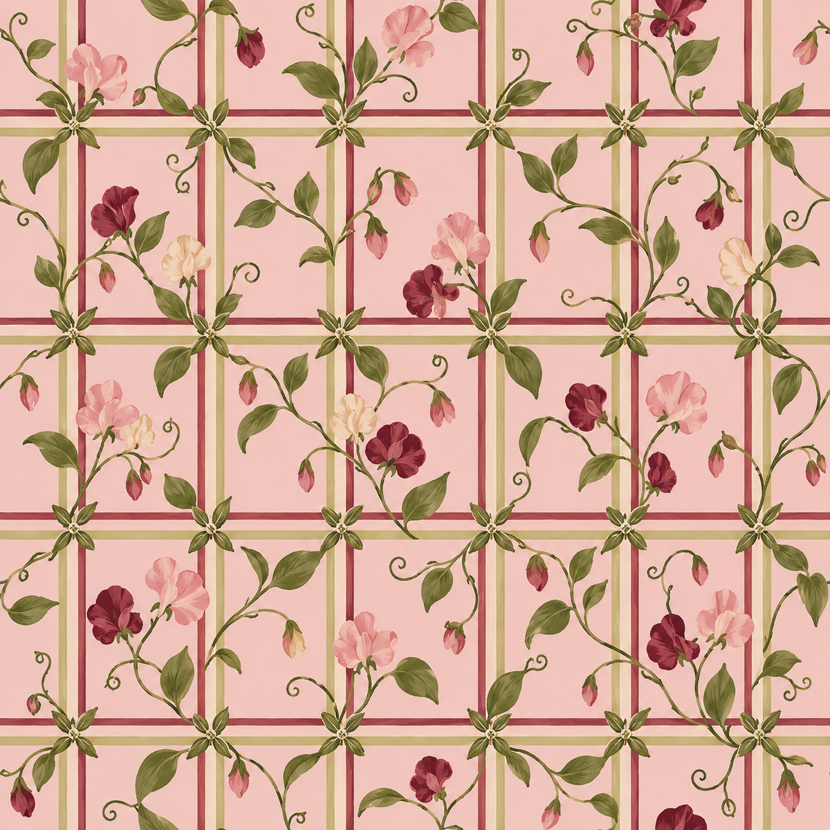 Blush Trellis Sweet Pea wallpaper image 13