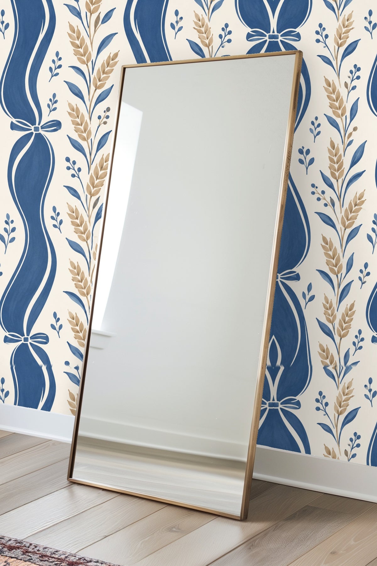 Blue Ribbon Wheat wallpaper shown in an interior setting