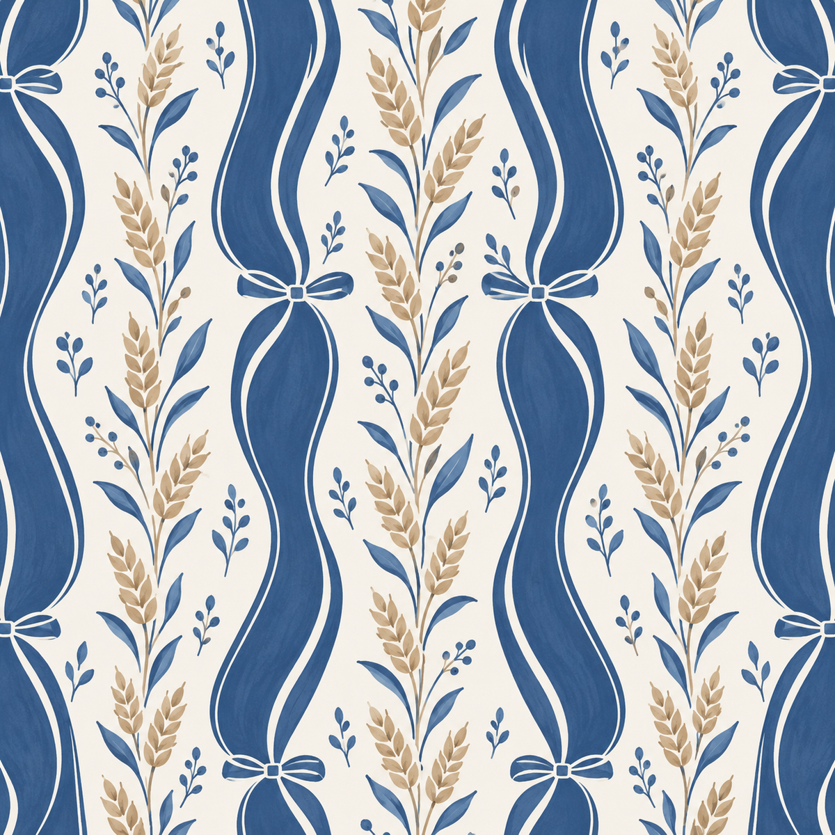 Blue Ribbon Wheat wallpaper shown in an interior setting