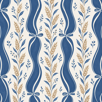 Blue Ribbon Wheat wallpaper shown in an interior setting