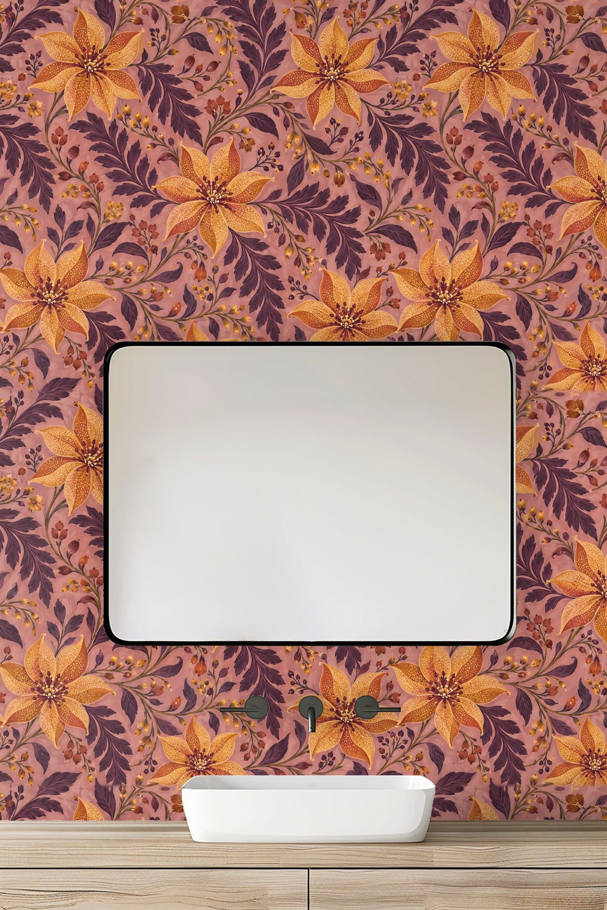 Artistic brushstroke detail visible on flower petals and leaves