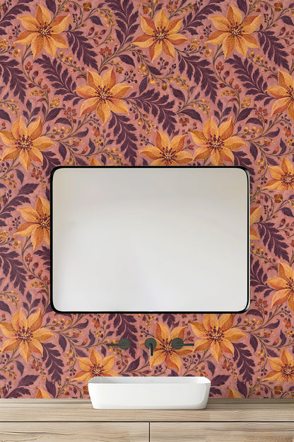 Artistic brushstroke detail visible on flower petals and leaves