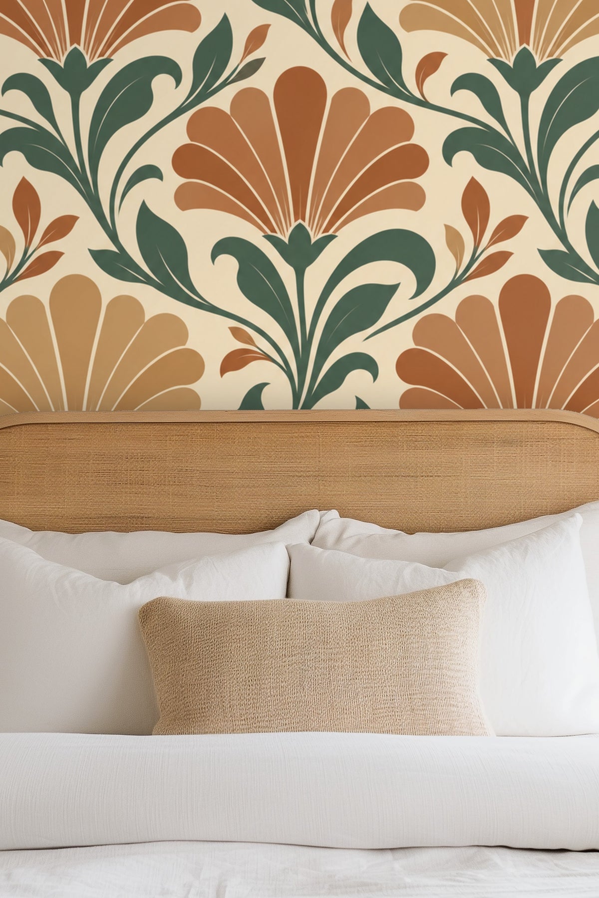 Textured close-up of wallpaper surface and muted color palette