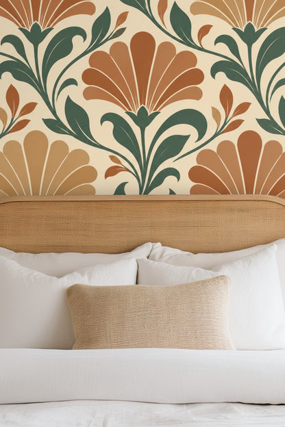 Textured close-up of wallpaper surface and muted color palette