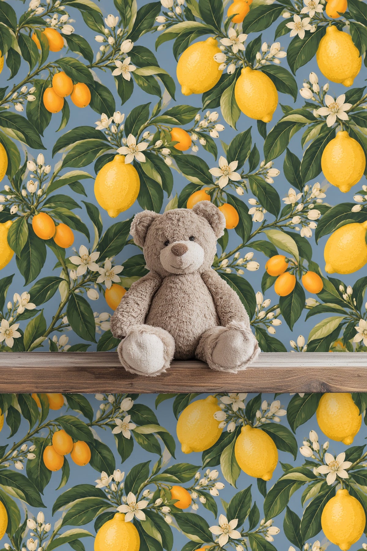 Composition focusing on varied leaf shades on wallpaper