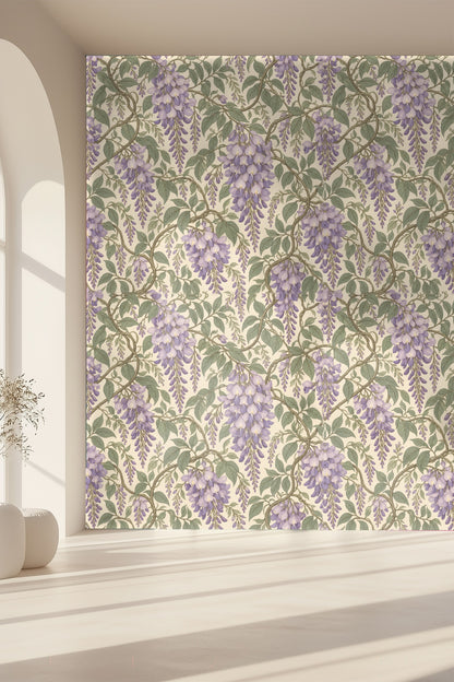 Wallpaper panel edge showing clean alignment of botanical motifs