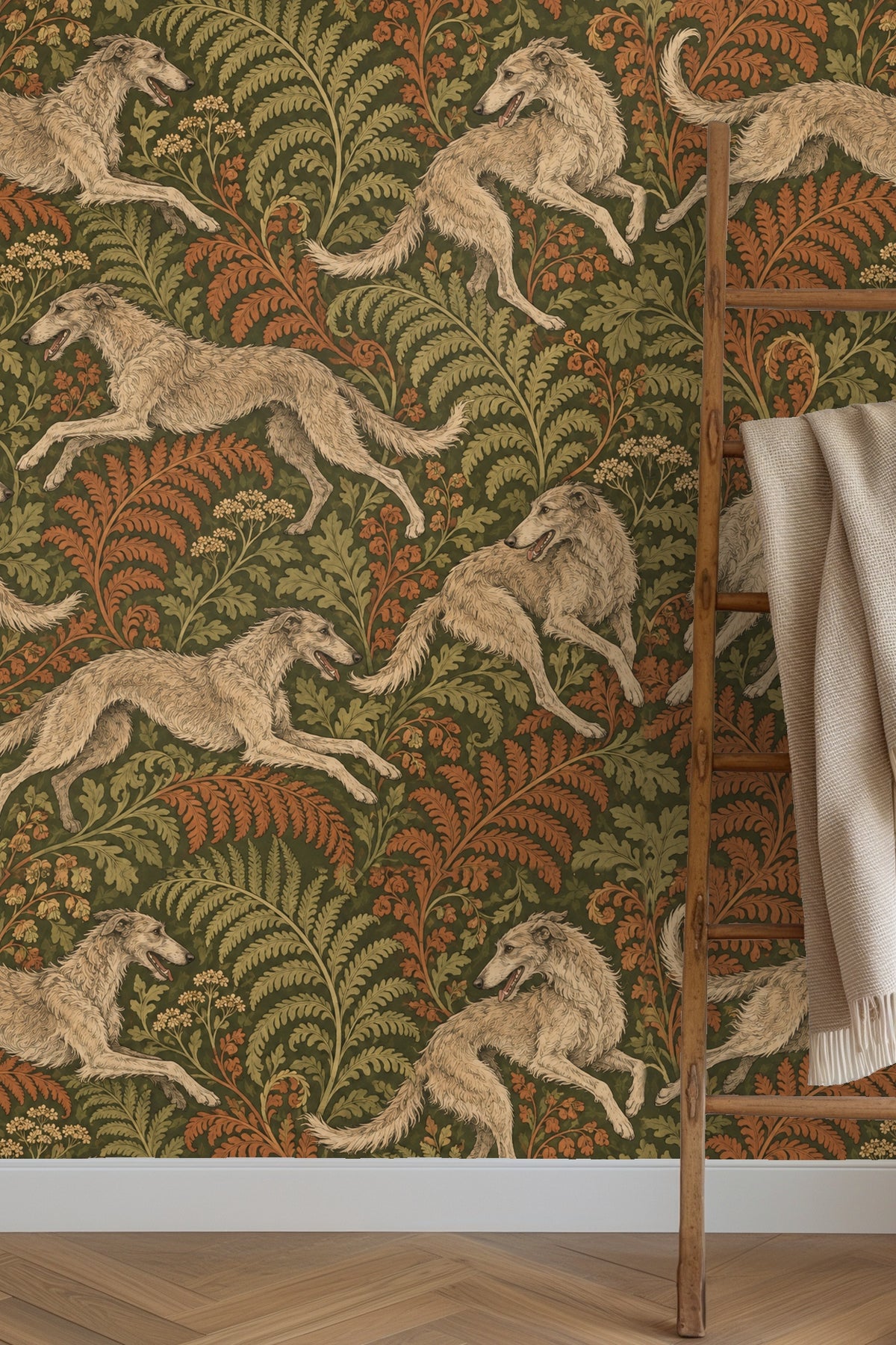 Partial wallpaper section highlighting the interplay of warm and cool colors in the design
