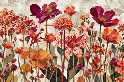 Textured Scarlet Flora wallpaper shown in an interior setting
