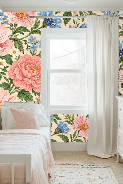 Overall pattern repeat visible in wallpaper section on wall