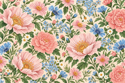Artisanal quality floral wallpaper pattern suitable for interiors