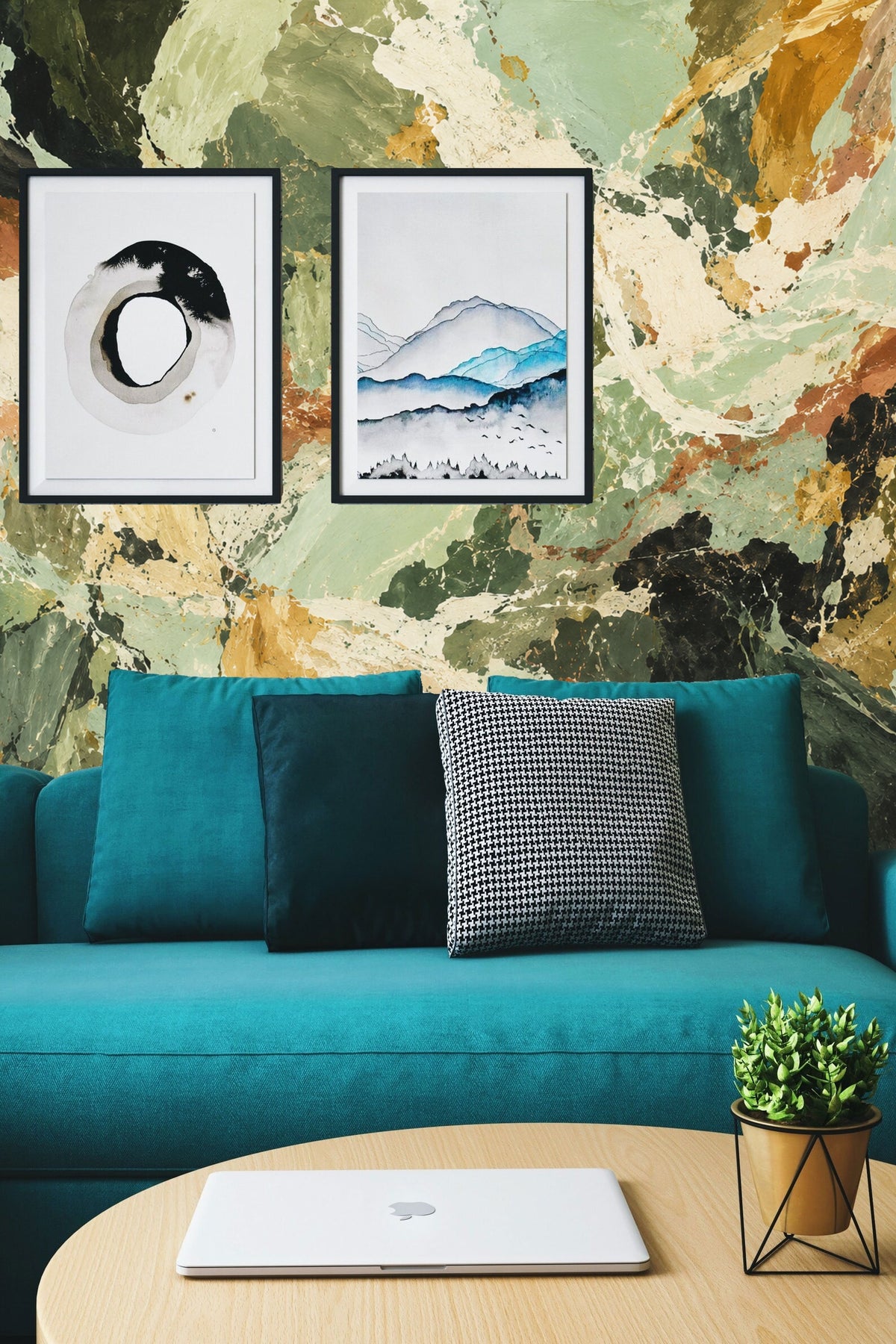 Close-up of wallpaper’s natural mineral-inspired layering