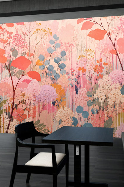 Delicate branches with clustered flowers in a watercolor brush style