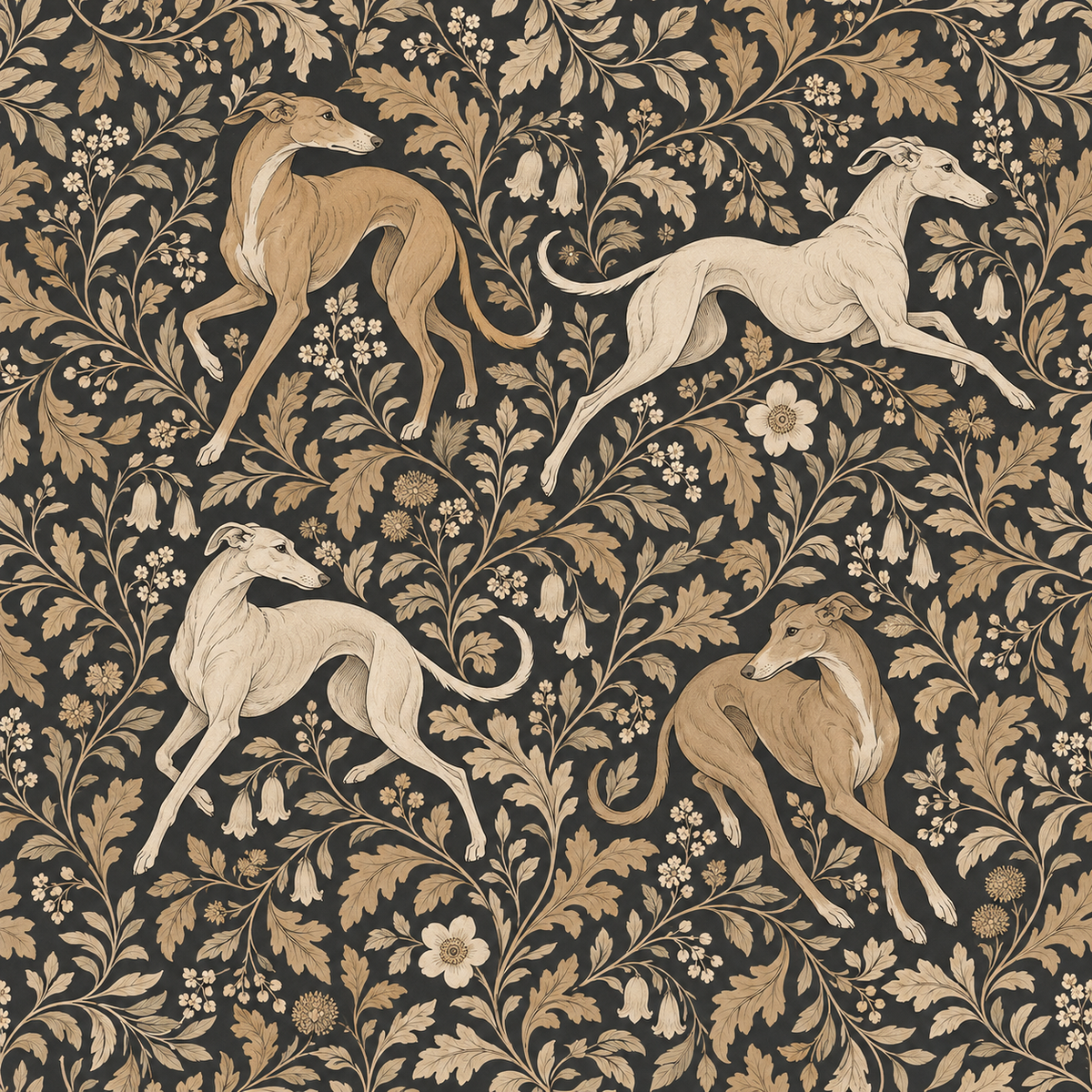 Noir and Tan Foliate Dart wallpaper shown in an interior setting
