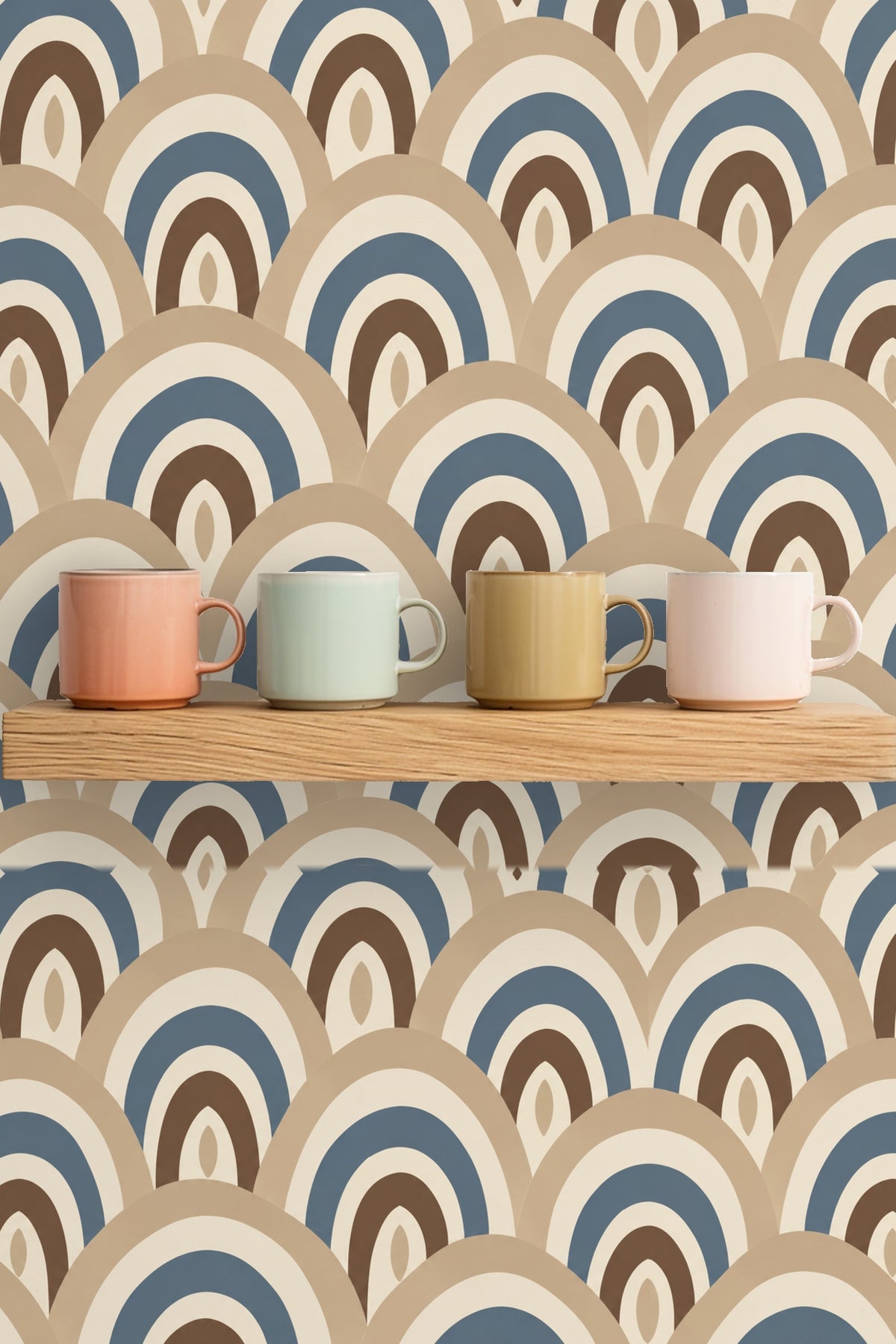 zoomed image showing painterly textures and subtle color irregularities in arch wallpaper