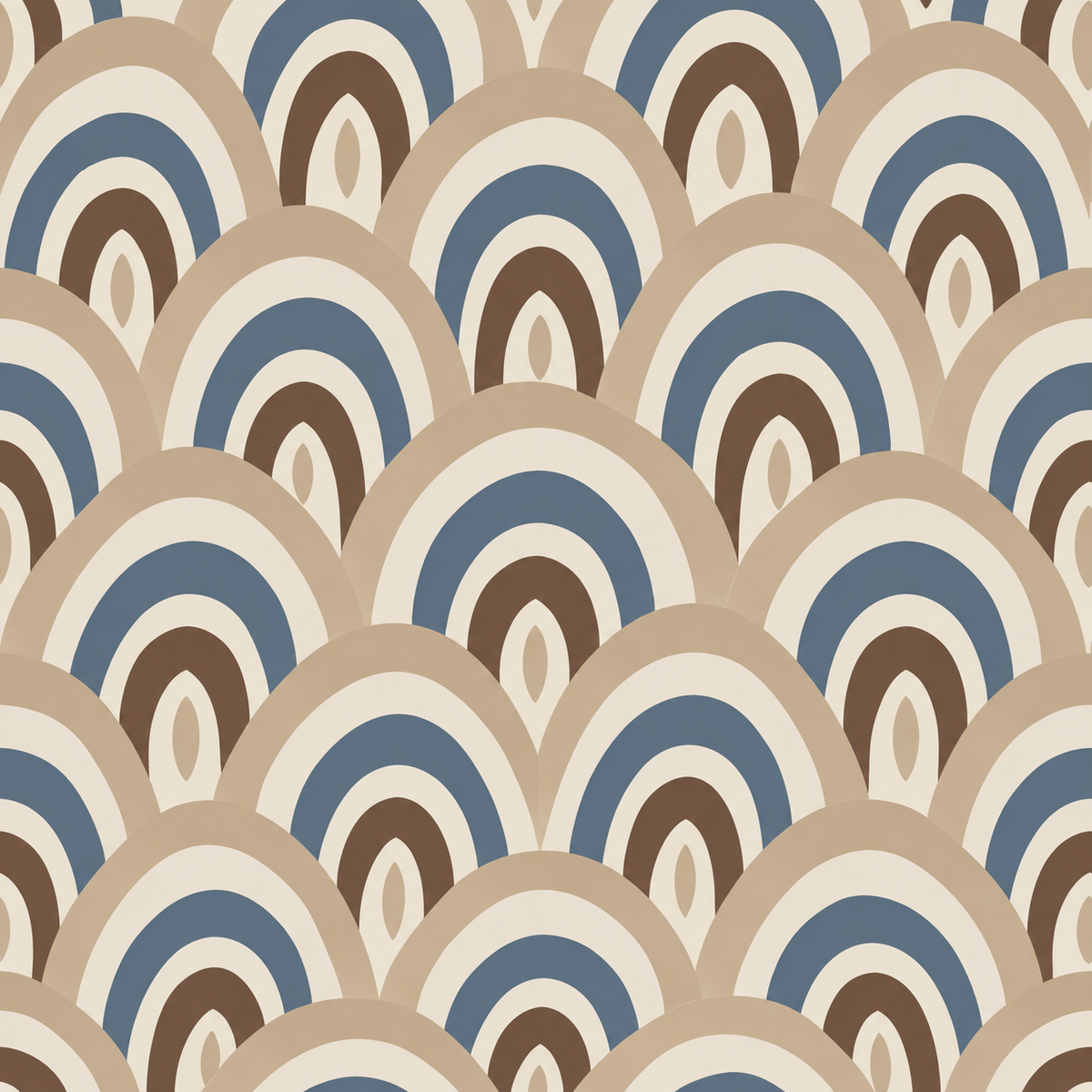 full view of wallpaper illustrating scale and repetition of rounded arch shapes