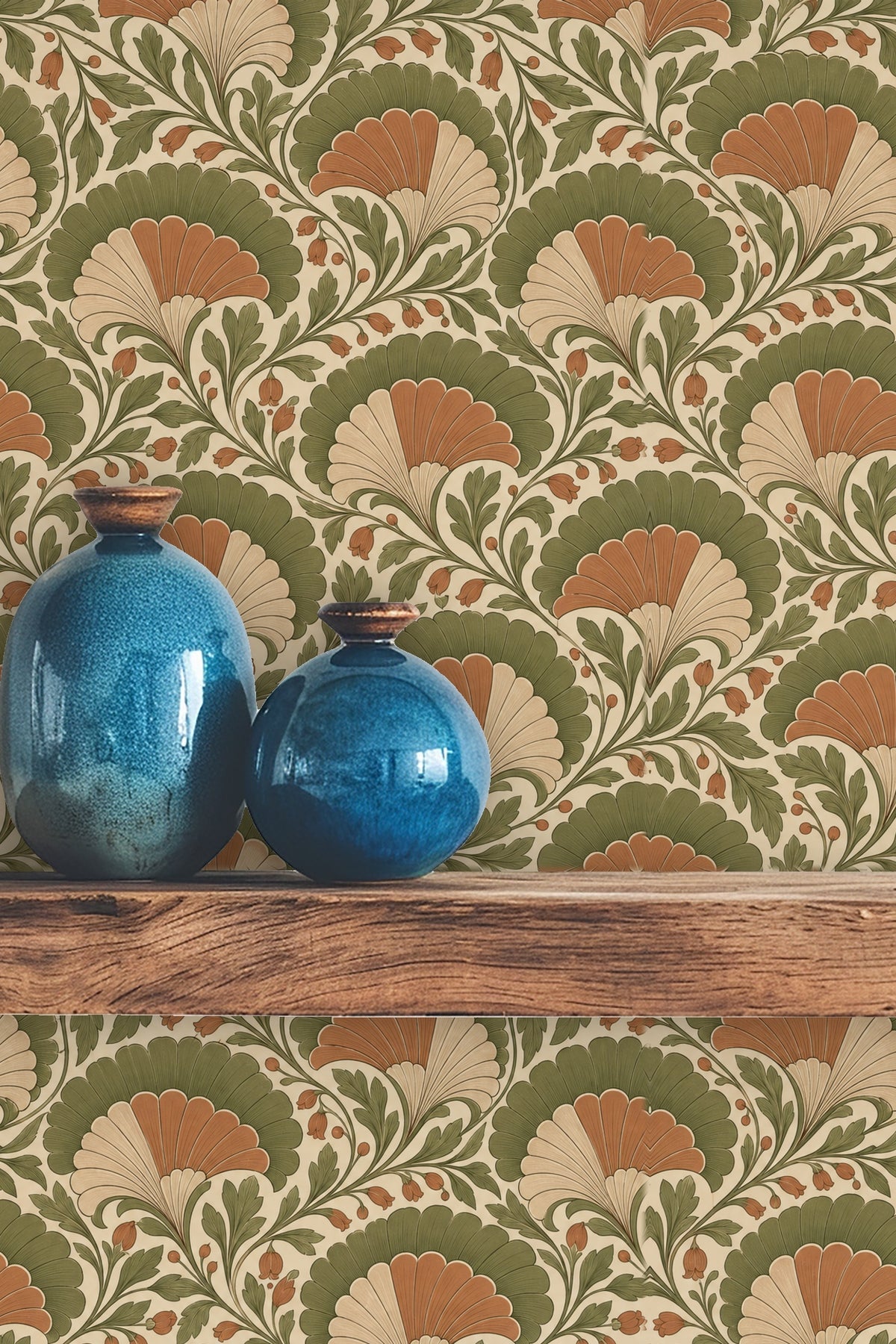 Side angle of floor and wallpaper meeting with visible pattern details