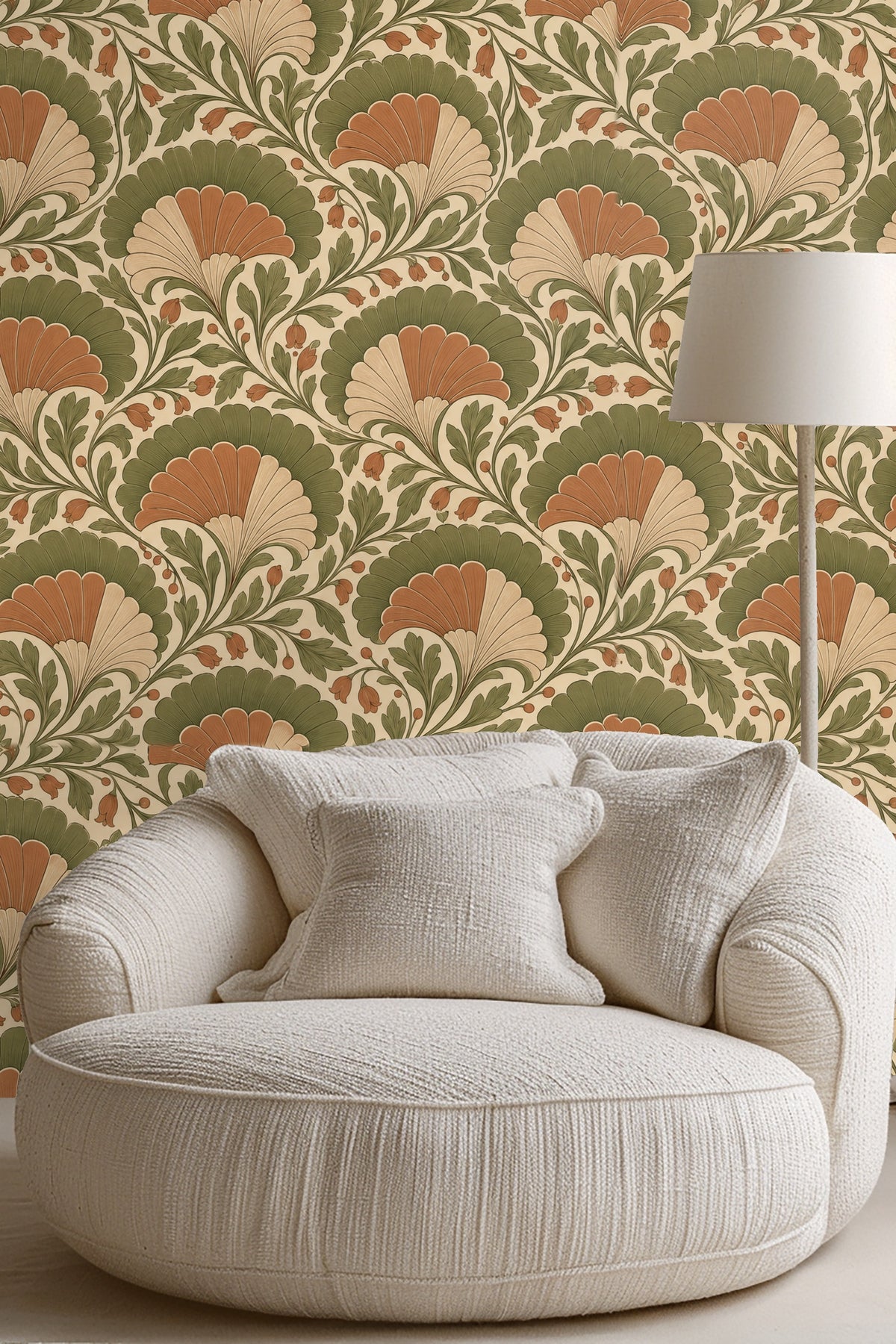 Close-up of leaf and petal details in botanical wallpaper design