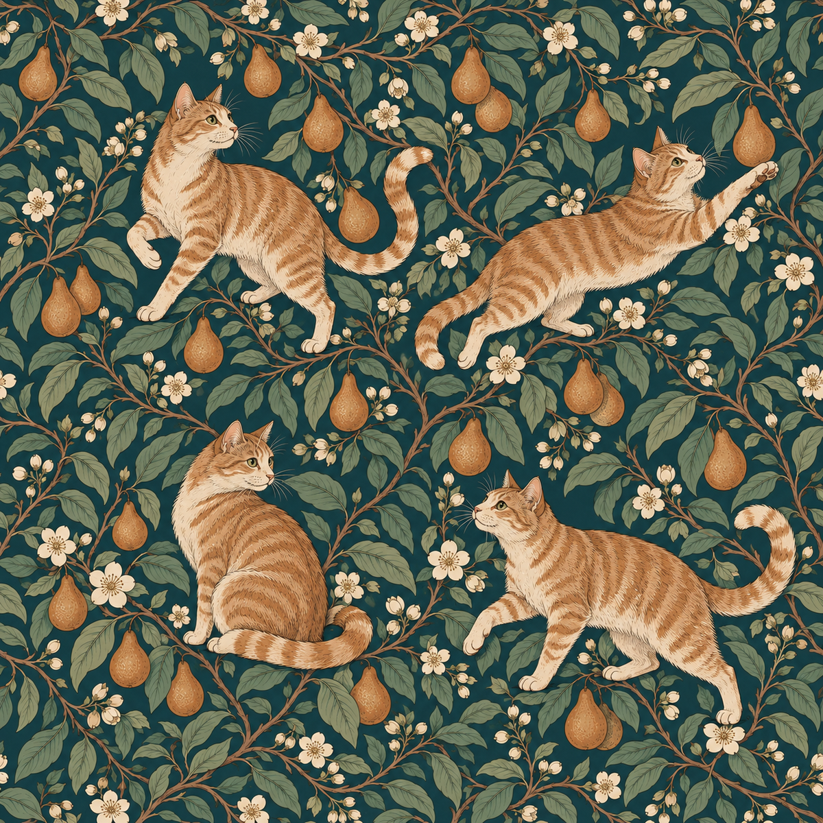 Overall wallpaper view highlighting deep teal background and warm autumn palette