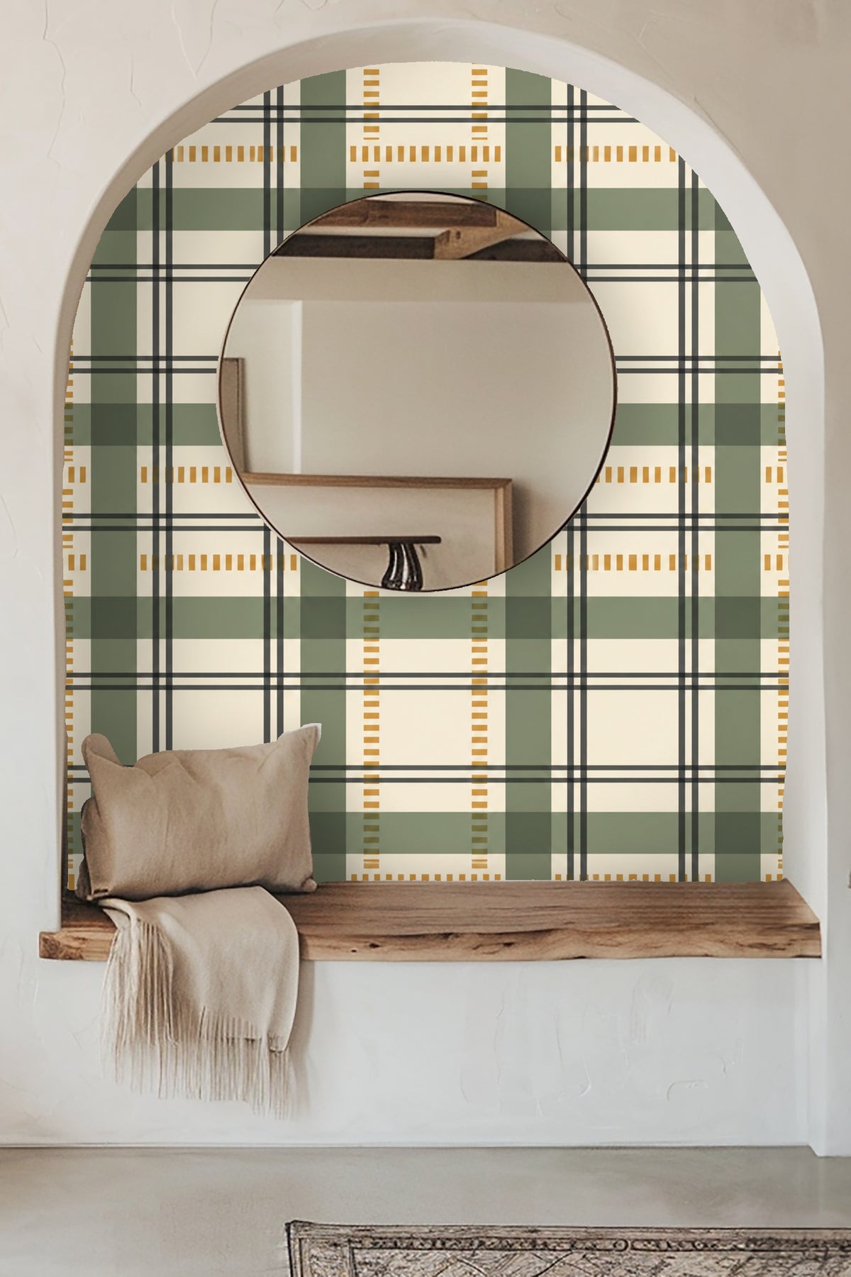 Architect Plaid wallpaper shown in an interior setting