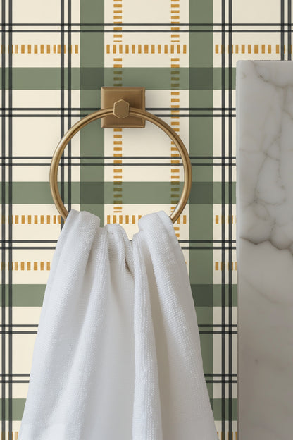 Architect Plaid wallpaper shown in an interior setting