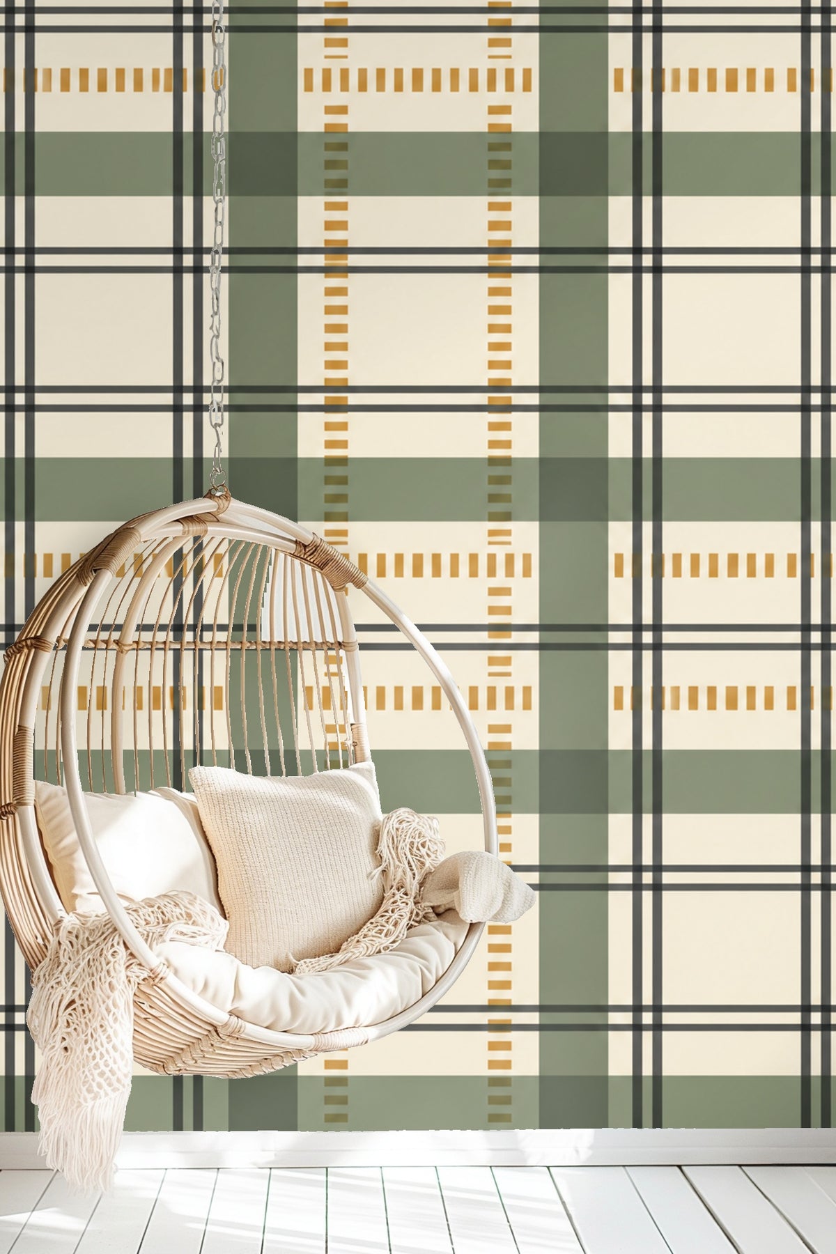 Architect Plaid wallpaper shown in an interior setting