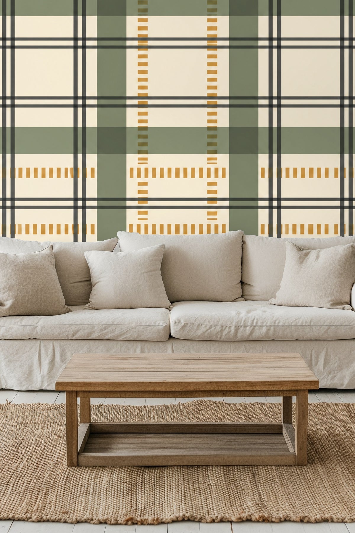 Architect Plaid wallpaper shown in an interior setting