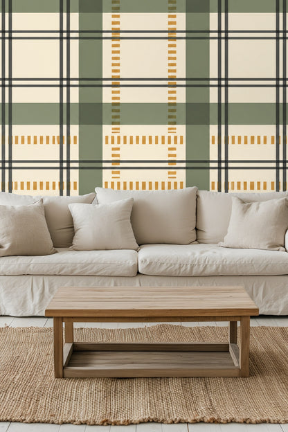 Architect Plaid wallpaper shown in an interior setting
