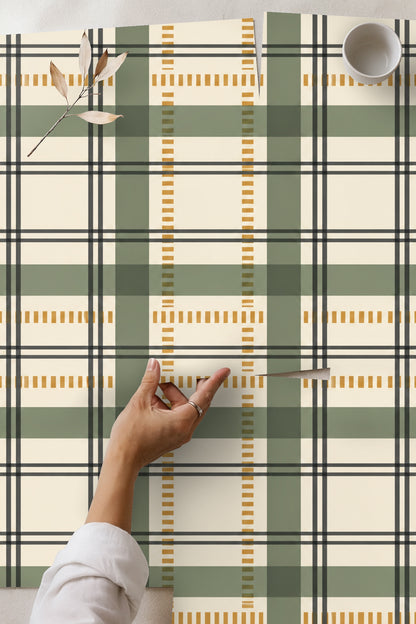 Architect Plaid wallpaper shown in an interior setting