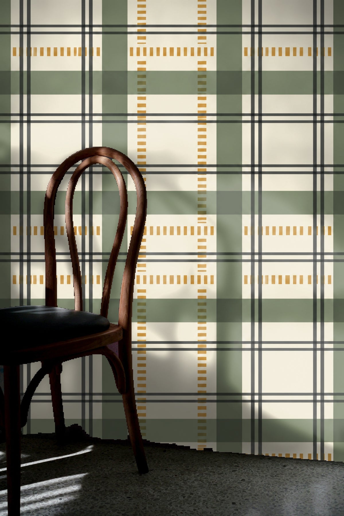 Architect Plaid wallpaper shown in an interior setting