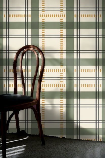 Architect Plaid wallpaper shown in an interior setting
