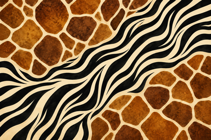 Artistic wallpaper design that combines primal animal print elements with a contemporary graphic sensibility