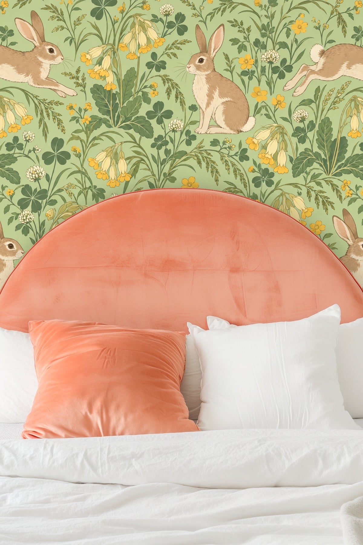 Leaf clusters and grass blades with varied green tones and delicate drawing style.