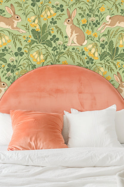 Leaf clusters and grass blades with varied green tones and delicate drawing style.