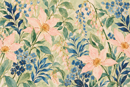 Painterly floral wallpaper creating an inviting natural atmosphere