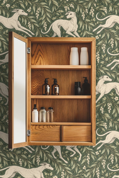 Decorative wallpaper setting with natural light highlighting the pattern.