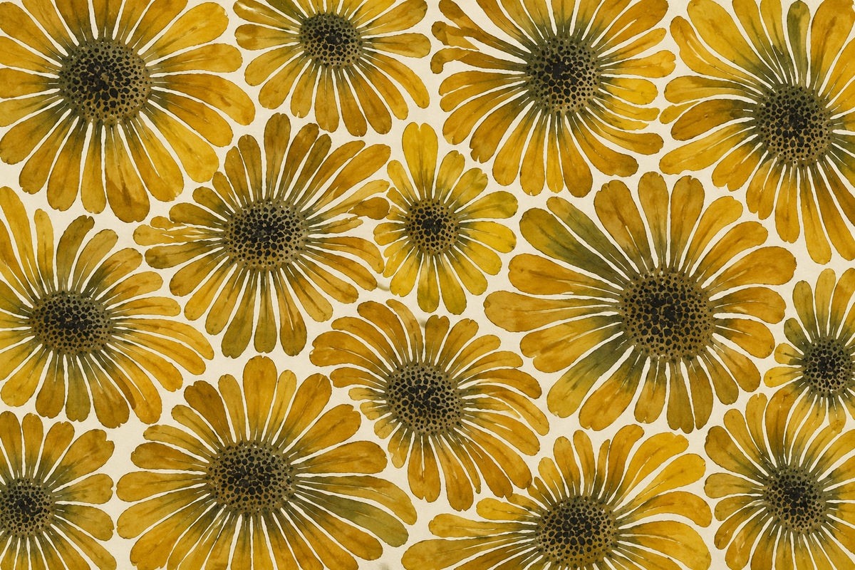 Soft shadows and light play on wallpaper surface enhancing the hand-painted floral artwork