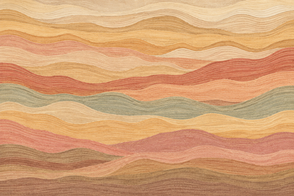 Soft terracotta and ochre layered stripes wallpaper detail
