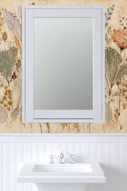 Dusk Herbarium wallpaper used in modern minimalist room with light wood and houseplants