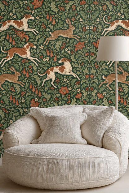 Portion of wallpaper showing interplay of white flower blossoms and green leaves