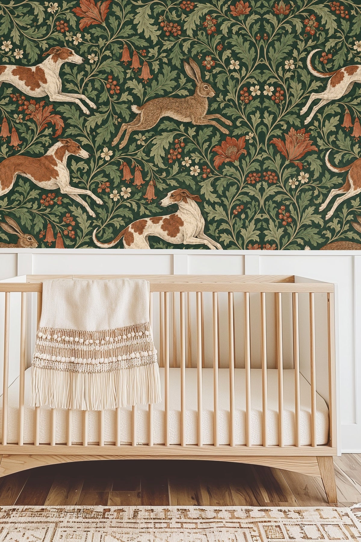 Section of wallpaper displaying naturalistic line work tracing hound fur patterns