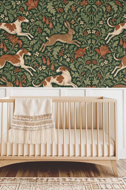 Section of wallpaper displaying naturalistic line work tracing hound fur patterns