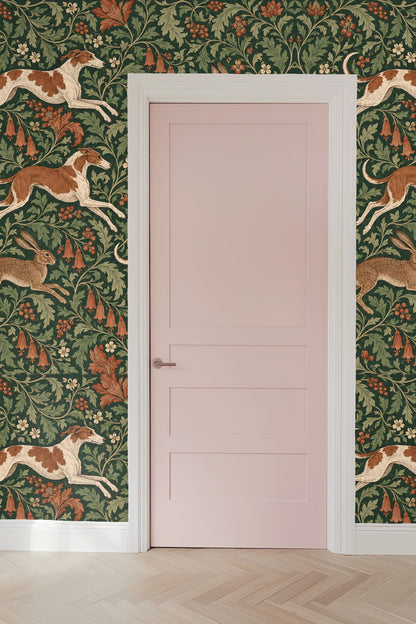 Close view of fine line details in dog fur and floral leaves