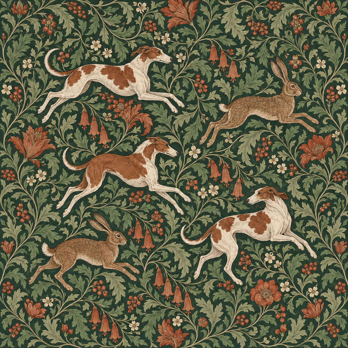 Image showing overall wallpaper repeat layout with animals and foliage
