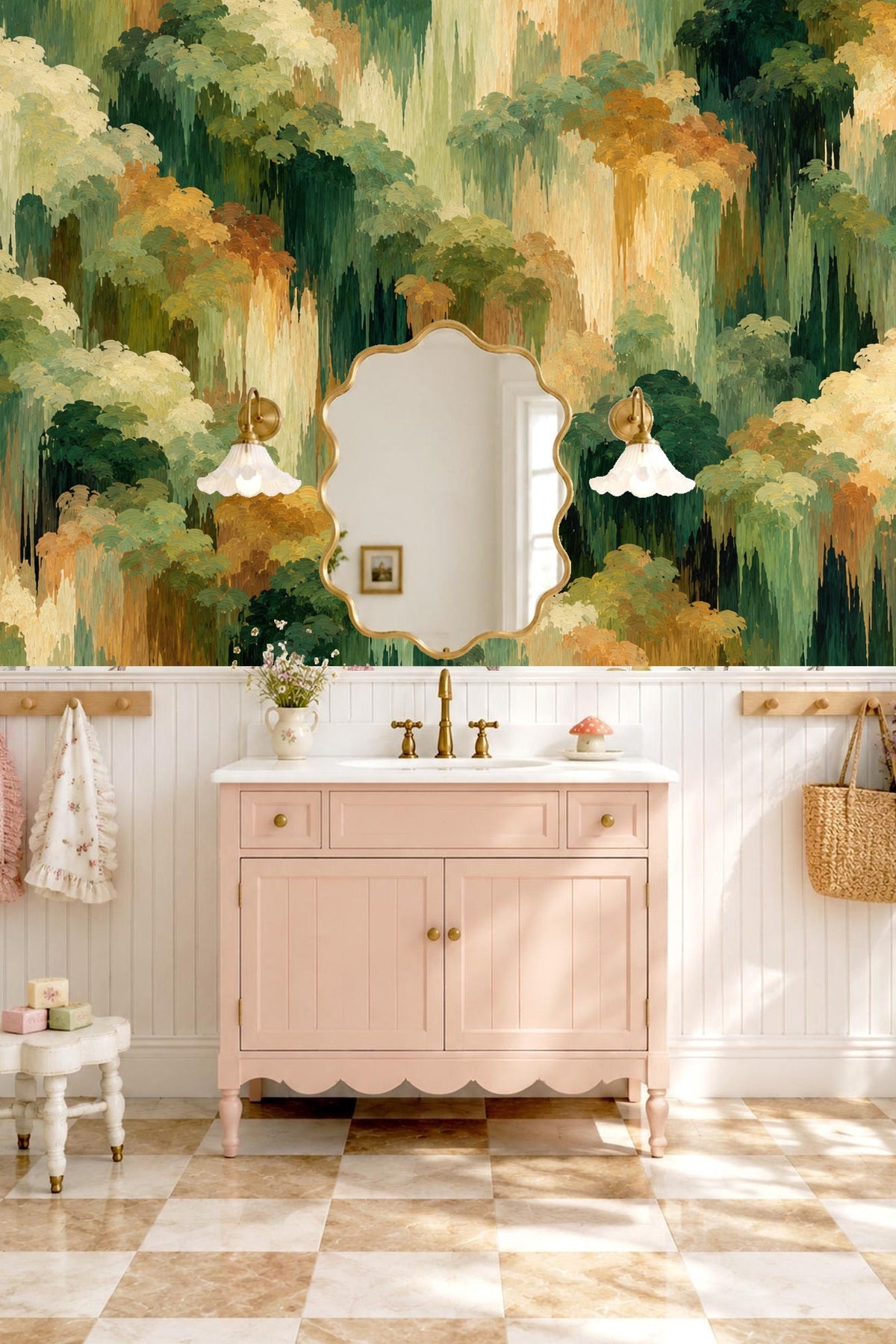 Cascade Canopy wallpaper shown in an interior setting
