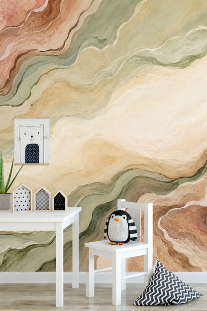 Naturalistic painterly stripes in organic shapes