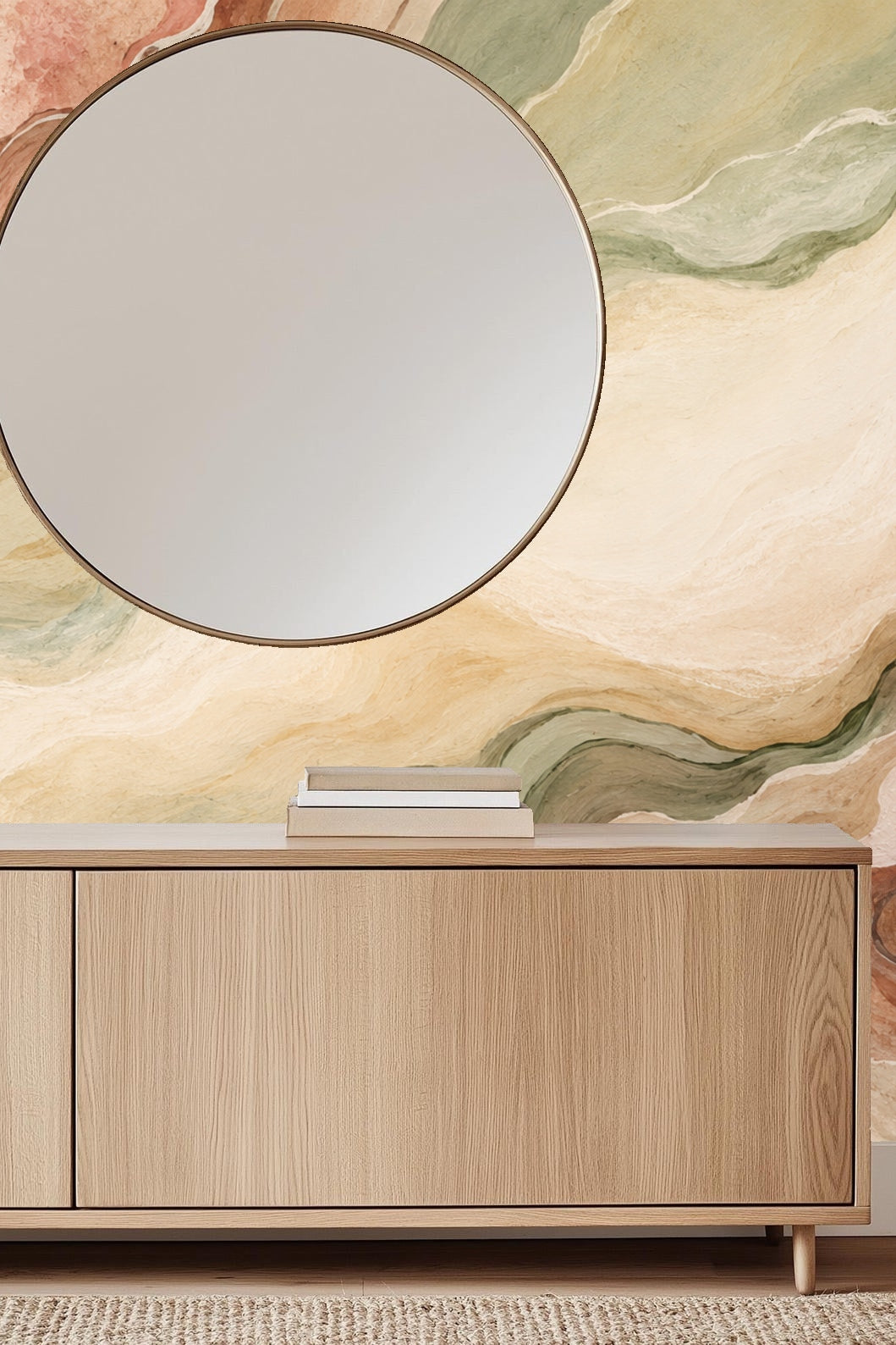 Earth-inspired mural in a casual living space