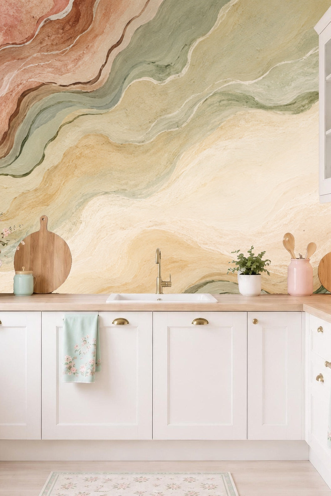 Detailed texture of layered stone-inspired wallpaper design